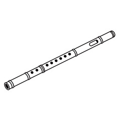 black and white silhouette of a flute vector on a white background