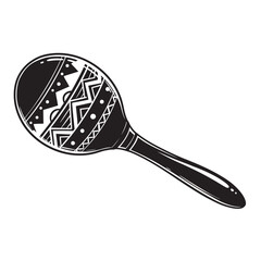 black and white silhouette of maracas vector on white background