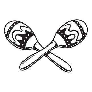 crossed black and white maracas clip art preview