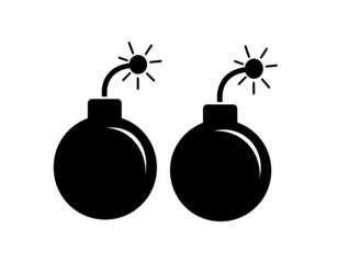 Two solid, dark shapes resembling bicycle wheels