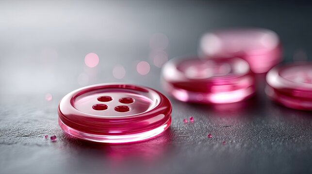 Macro Shot of Red Buttons on a Dark Surface Minimalist Design with Round Shapes and Soft Lighting for Adobe Stock Photos