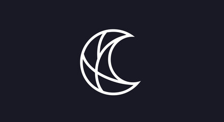 Abstract crescent moon logo design.