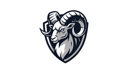 Fierce ram head mascot logo with large horns on a shield.
