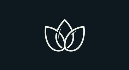 Elegant minimalist floral logo design three leaves.