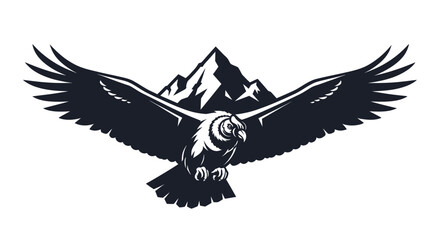 Majestic eagle with spread wings over a mountain peak.