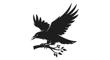 Silhouette of a Raven in Flight.