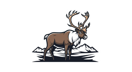 Majestic Reindeer Standing Proudly With Large Antlers.