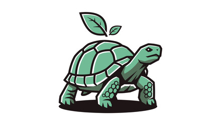 Cartoon Turtle with Leaves: A Symbol of Nature and Growth.