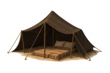 Desert tent setup providing nomadic camping shelter