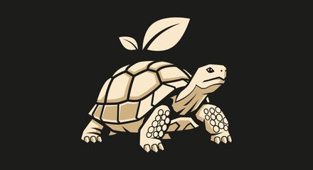 Adorable Tortoise with Leaf Eco Friendly Logo.