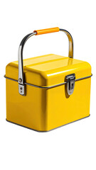 Bright yellow metal box with handle