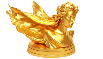 Golden bust of a woman with flowing drapery