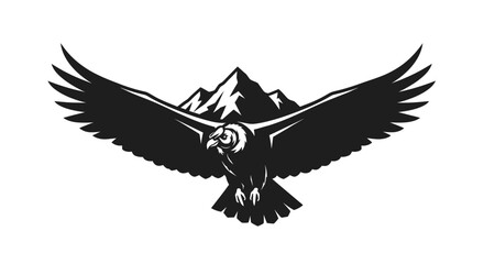 Majestic Andean Condor Soaring Above Mountains.