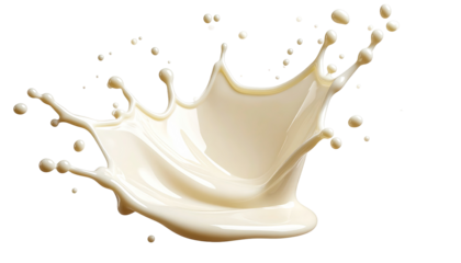 A creamy, off-white liquid splash, radiating outward from a central point.  The splash forms a crown-like shape, with smooth, flowing curves and droplets