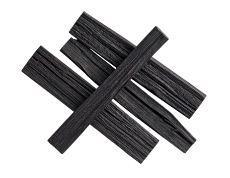 Dark, crossed wooden planks.  Atop a black backdrop