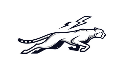 Dynamic running cheetah with lightning bolts mascot design.