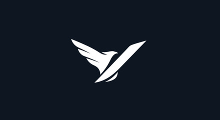 Elegant bird logo design with letter V.
