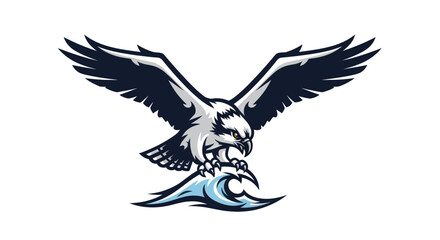 Powerful Osprey Mascot Vector Illustration with Fish Prey.