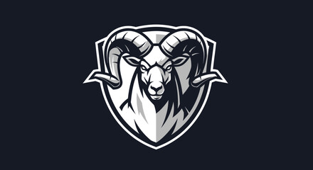 Powerful ram head mascot inside a shield emblem.