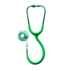 Green stethoscope on white background medical equipment for healthcare isolated object