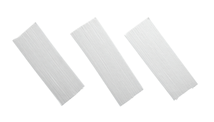 Three light gray, rectangular, brushed metal-like strips arranged diagonally