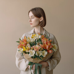 woman with bouquet of flowers