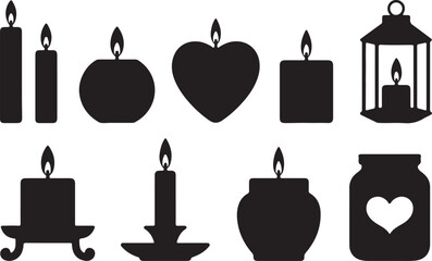 Candle Silhouette Collection for Decoration and Remembrance Element Set