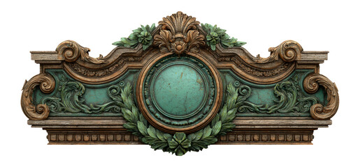 Ornate Decorative Frame with Floral Motifs and Circular Centerpiece Element