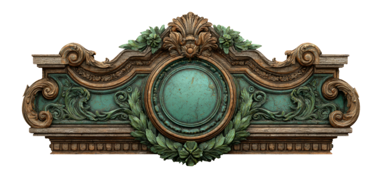 Ornate Decorative Frame with Floral Motifs and Circular Centerpiece Element - Powered by Adobe