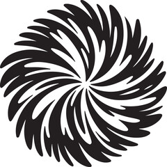 Black Abstract Swirl Ornament on Transparent Backdrop Vector Illustration