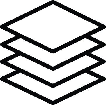 Stacked Square Layers Icon with Outline on transparent web icon White Background squares geometric