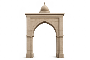 Islamic arch gateway with dome and pointed arch