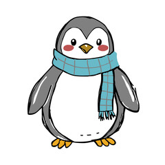Adorable Hand Drawn Penguin in Scarf
penguin with ice cream