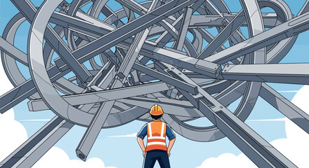 Engineer facing complex highway interchange construction project challenge.