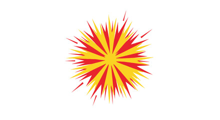 Red and yellow burst star shape graphic design.