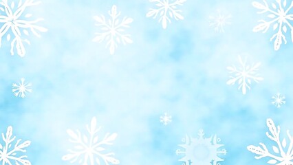White Snowflake on Blue Winter Abstract Background
