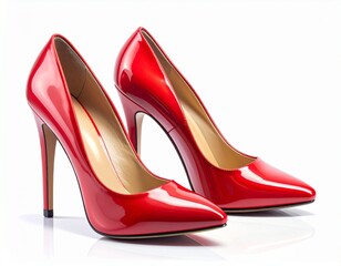 Glamorous Glossy High Heels on a Clean White Background