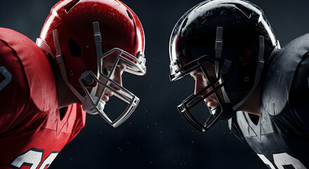 Intense rivalry between red and black football teams brings high stakes energy, perfect for sports marketing and competitive branding