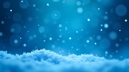 Obraz premium Abstract Blue Winter Snow Background with Bokeh Lights