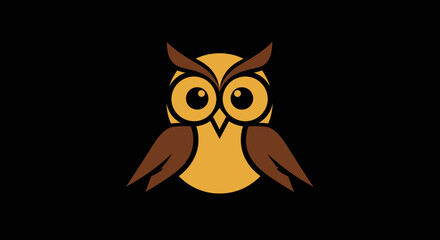 Cute owl logo design with big eyes and a friendly expression.