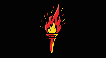 Vibrant cartoon torch with a blazing red and orange flame.