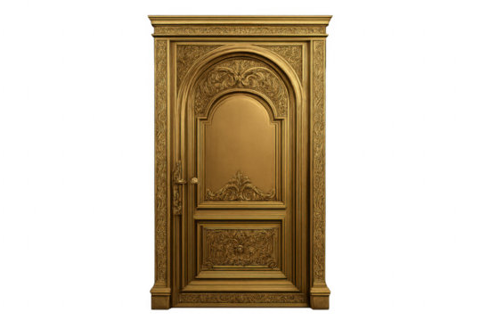 Ornate golden baroque door with carving details - Powered by Adobe