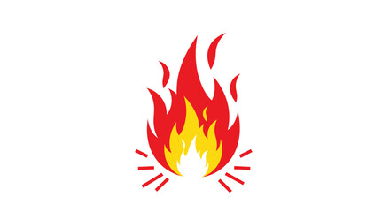Vibrant Cartoon Fire Flame Icon Illustration.
