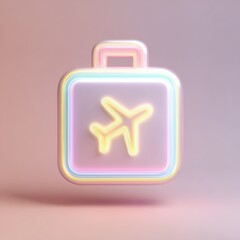 Obraz premium Journey Awaits: A vividly illustrated suitcase with an airplane emblem radiates travel dreams and escapism, the perfect metaphor for adventure. 