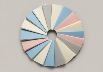 Obraz premium Arrangement of pastel-toned triangular cards forming a circular pattern