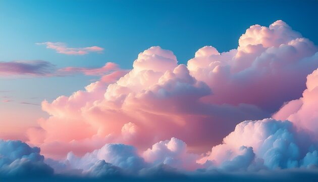 Soft Pastel Clouds In A Tranquil Sky At Sunrise Or Sunset Pink Blue