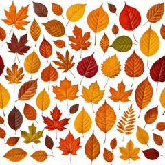 A vibrant mosaic of autumn leaves in warm, fiery tones on black background