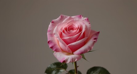 Fototapeta premium Elegant Pink Rose Bloom on a Neutral Background