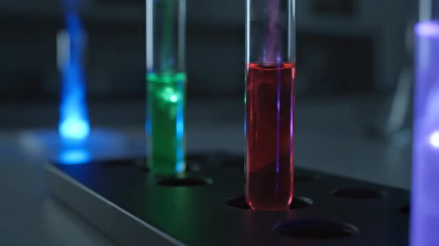 Test Tubes with Colorful Liquids in a Science Laboratory Prob 4