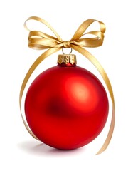 Red Ornament with Gold Ribbon Bow for Holiday Decor